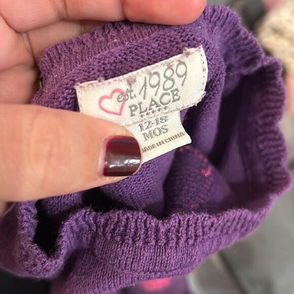 Children’s place Purple Heart sweater 12-18M - Picture 3 of 3